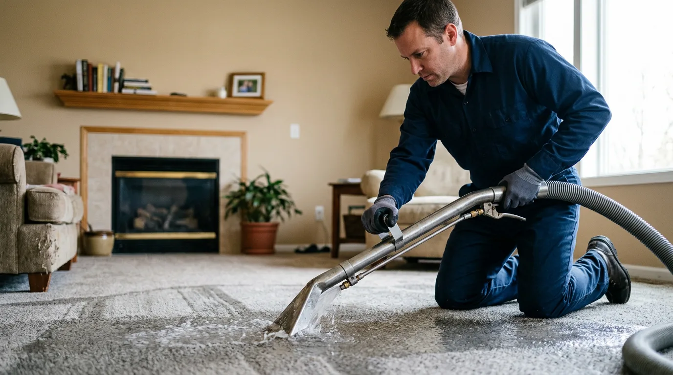 Water damage restoration technician working near Avon, CT